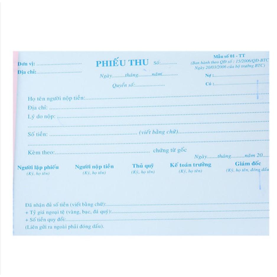 Phiếu Thu 13 x 19 cm 3 Liên 150 tờ NY loại đẹp