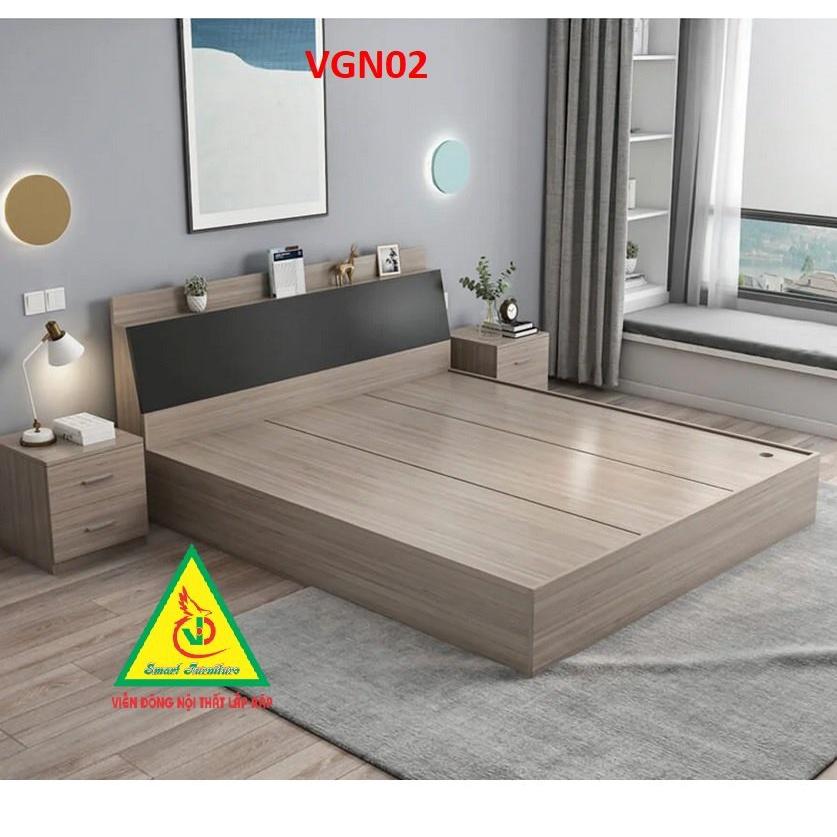 Giường ngủ gỗ MDF - kiểu dáng đơn giản hiện đại VGN02 - Nội thất lắp ráp Viendong Adv
