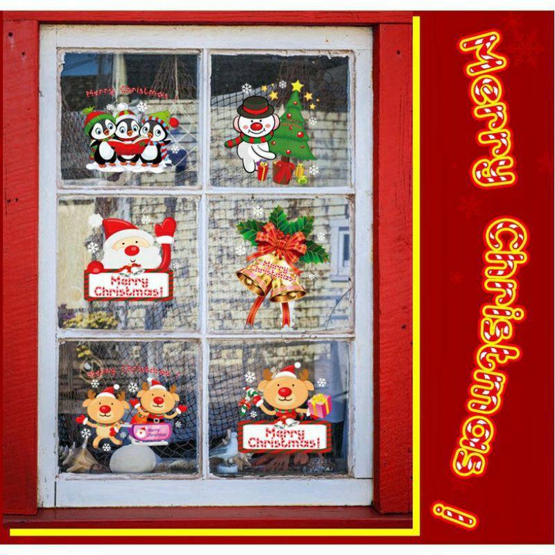 Decal tranh dán Noel 6 khung hoạt hình xinh