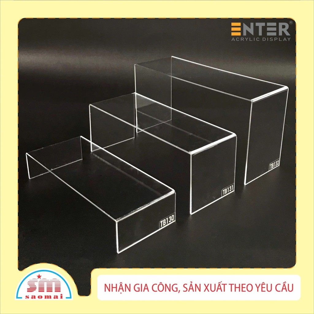 Kệ livestream, Kệ mica chữ U trong suốt để đồ đa năng, Kệ trưng bày mica 3 mặt uốn Enter TB131 200x80x80mm mica dày 3mm (20)