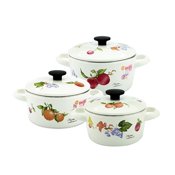 Bộ 03 nồi tráng men FUJIHORRO Hoa văn trái cây FRV-3, Sử dụng bếp từ