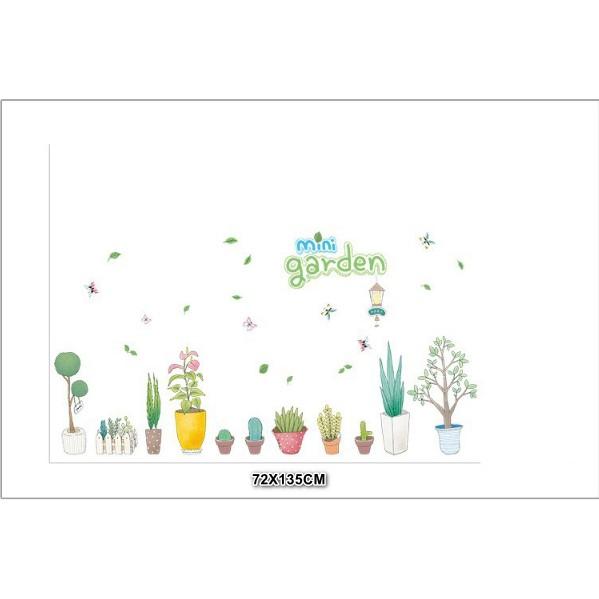 Decal trang trí tường - Nhiều Chậu Cây Mini Garden hoạt hình