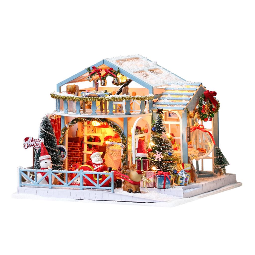 3D DIY Dollhouse Miniature Furniture Kit LED Light Doll House Toy Kid Gift DIY Craft Dollhouse Girls Toys Gift Christmas