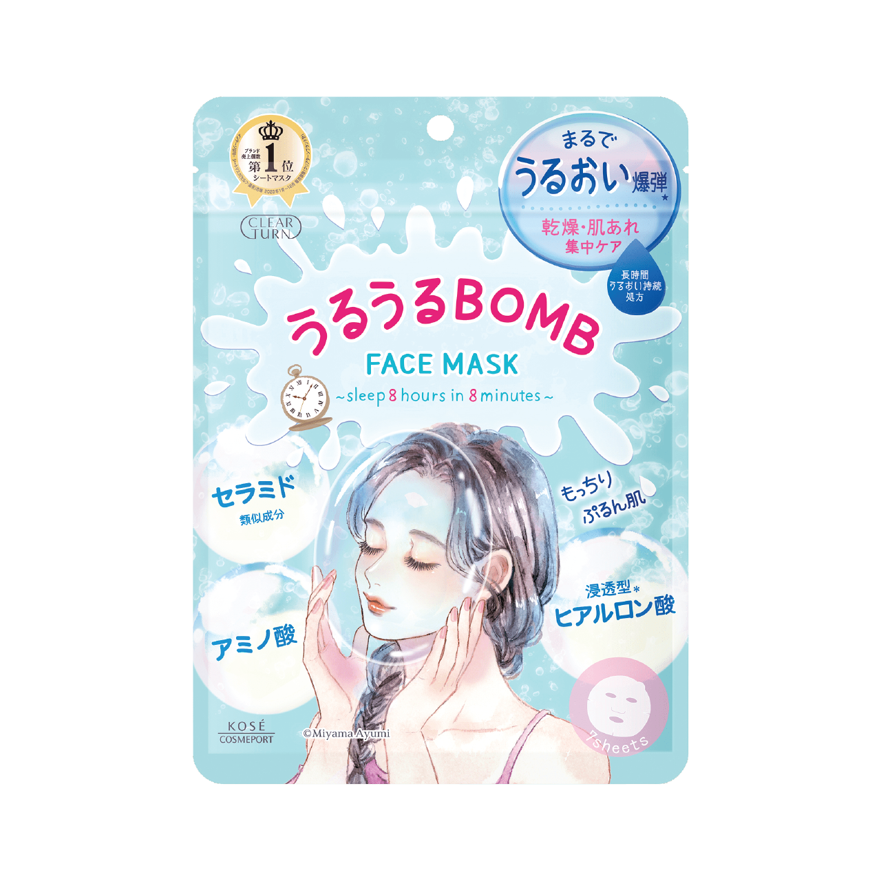 Mặt Nạ Cấp Ẩm Chuyên Sâu Và Dưỡng Mịn Da Kose Clear Turn Gomenne Bare Face Mask (7 Tấm)