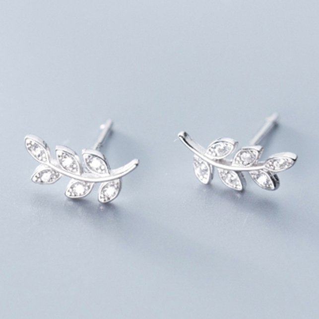 Bông Tai Nữ | Bông Tai Nữ Bạc S925 Nhành Lá Thạch Thảo B2522 - Bảo Ngọc Jewelry