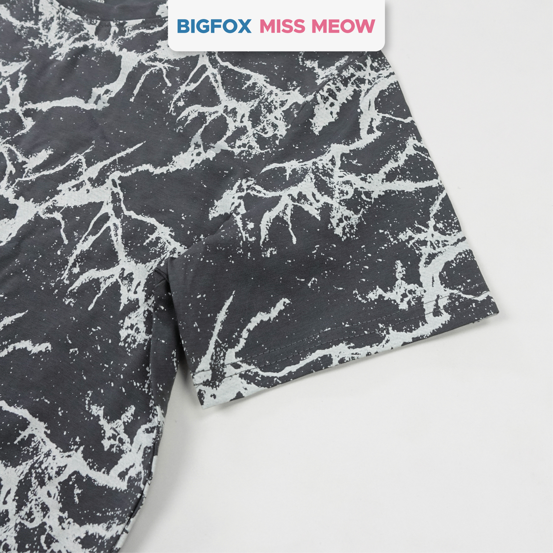 Bộ cộc tay bé trai Bigfox Miss Meow size đại chất cotton cỡ 12,13,14,15 tuổi 40kg 50kg