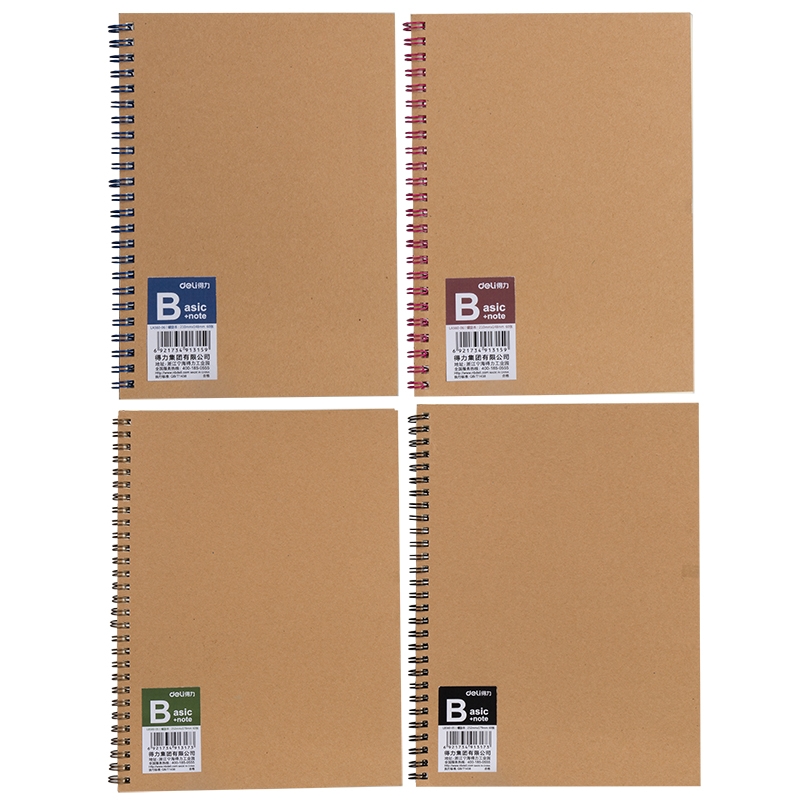 Combo 4 Cuốn Sổ Tay Ghi Chép A5 Gáy Xoắn 120 Trang Kẻ Ngang Deli - Phù Hợp Làm Sổ Kế Hoạch Planner, Nhật Kí, Tập Vở Ghi Chép Bullet Journal - LA560-06