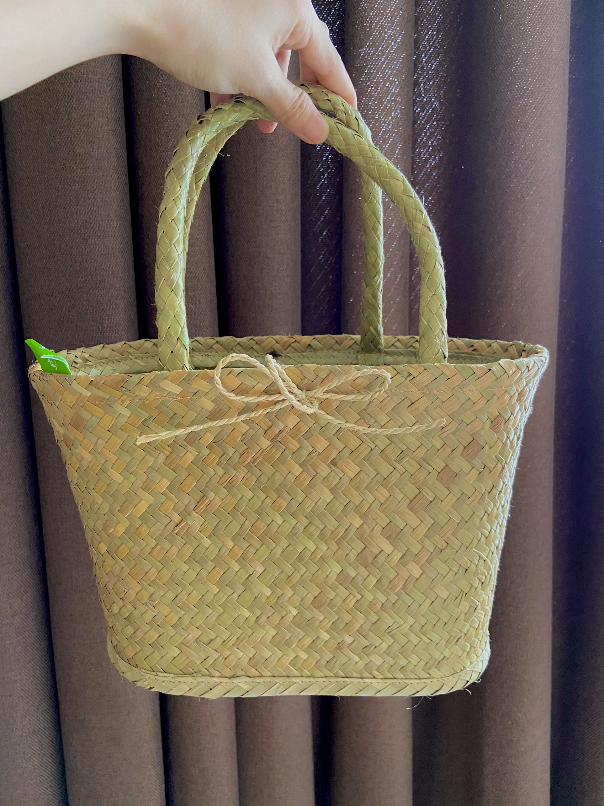 Giỏ cỏ bàng picnic có nơ Green Joy