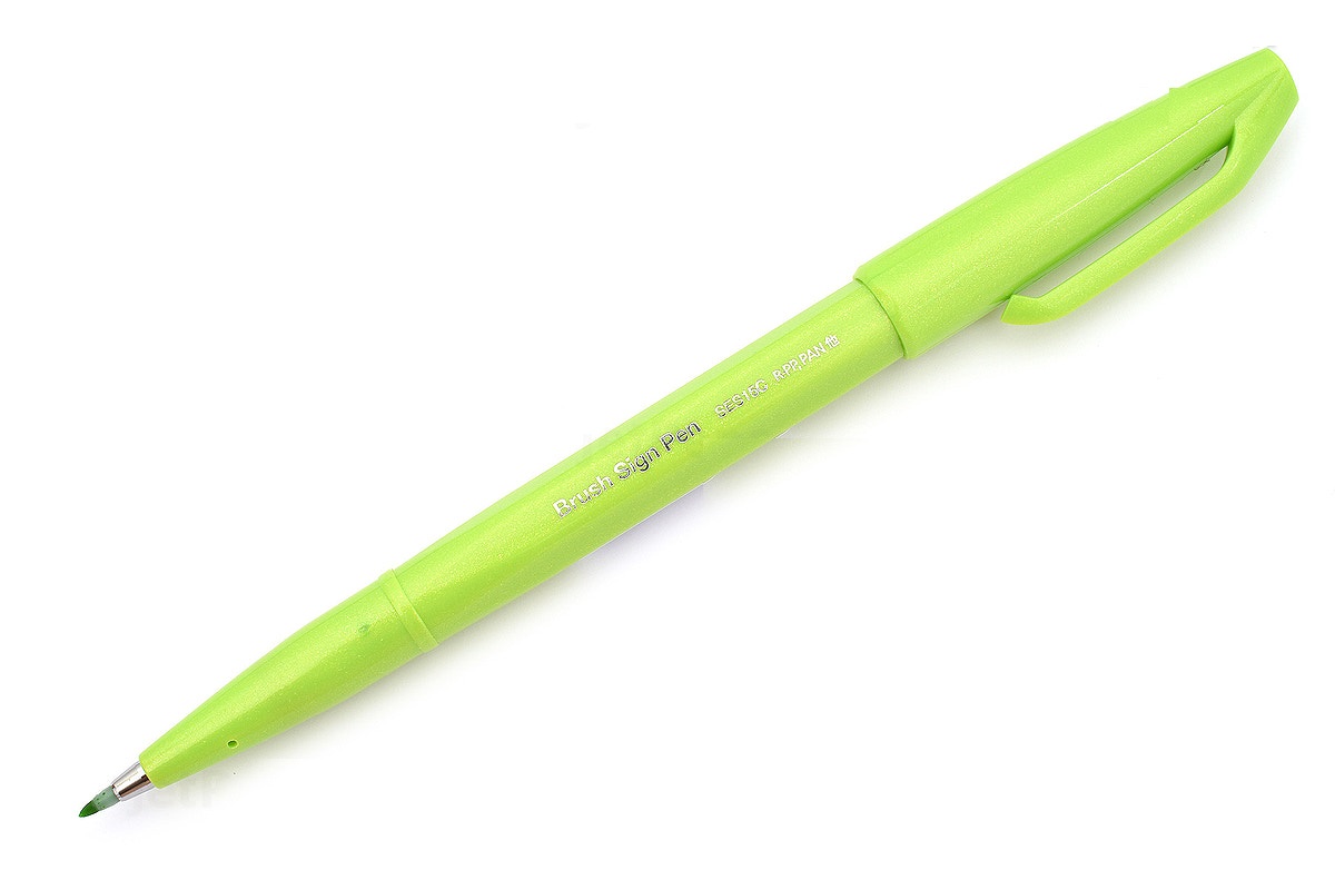 Bút lông viết chữ calligraphy Pentel Fude Touch Brush Sign Pen - Màu xanh lá mạ