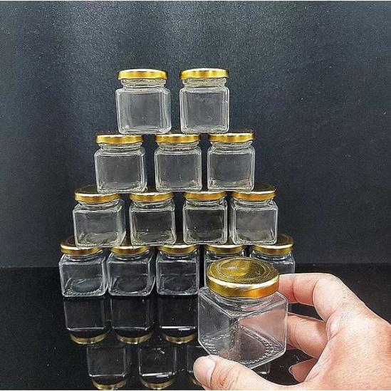 Hũ Thủy Tinh Vuông 50ML mẫu Vuông nắp thiếc vàng – Lọ Thủy Tinh Nhỏ - Hũ đựng yến chưng, mật ong, dầu dừa