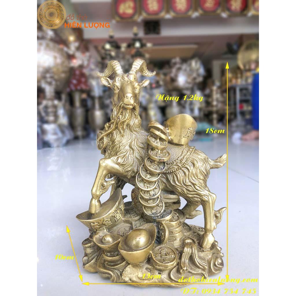 Tượng Dê Ngậm Xâu Đồng Xu Phong Thủy