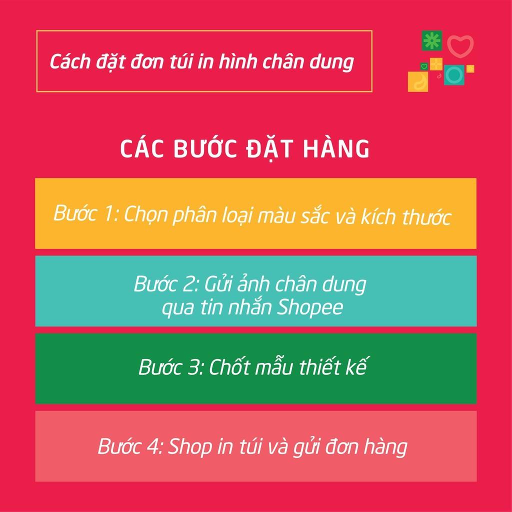 Túi Tote Vải Canvas In Hình Chân Dung Kymviet 100% Handmade, Thiết Kế Thời Trang, Đựng Đồ Đa Năng