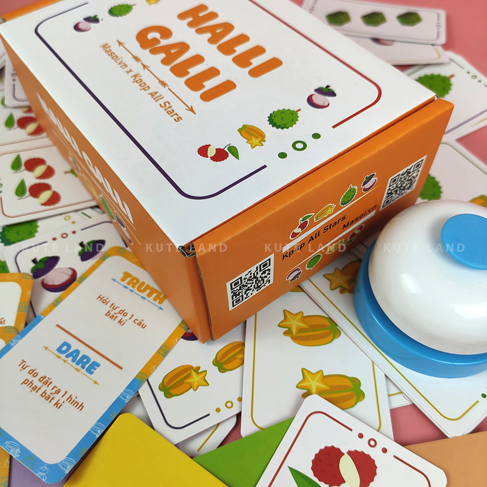 Bộ Board Game bài hoa quả Halli Galli Việt Hóa vui nhộn hộp cứng giải trí tụ họp bạn bè siêu vui