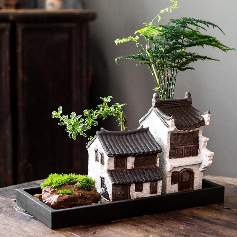 Mô hình tượng nhà trồng cây để bàn