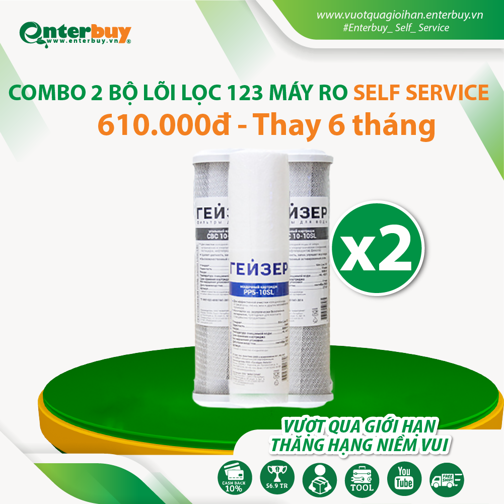 Combo 2 bộ 3 lõi lọc nước RO 123 Geyser EuroAqua B nhập khẩu nguyên chiếc từ châu Âu by Enterbuy Việt Nam - Hàng chính hãng