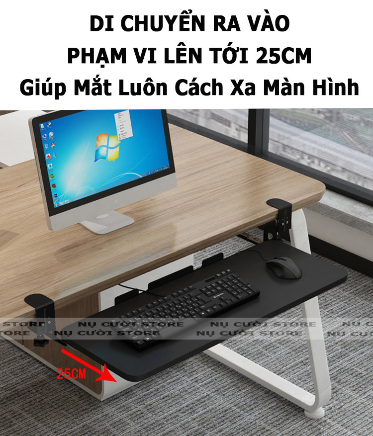 (52cm) Giá Đỡ Ngăn Kéo Bàn Phím Kẹp Bàn; Ray Trượt Kệ Gỗ Mở Rộng Bàn Làm Việc; Giá Đở Bàn Phím Di Động; Bàn Gấp Gọn