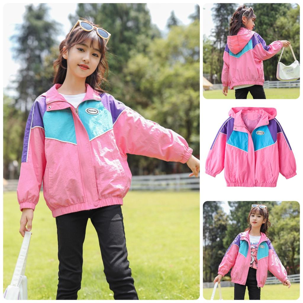 AK64 Size120-170 Áo khoác gió bé gái-chất gió đẹp mịn Thời trang trẻ Em hàng quảng châu
