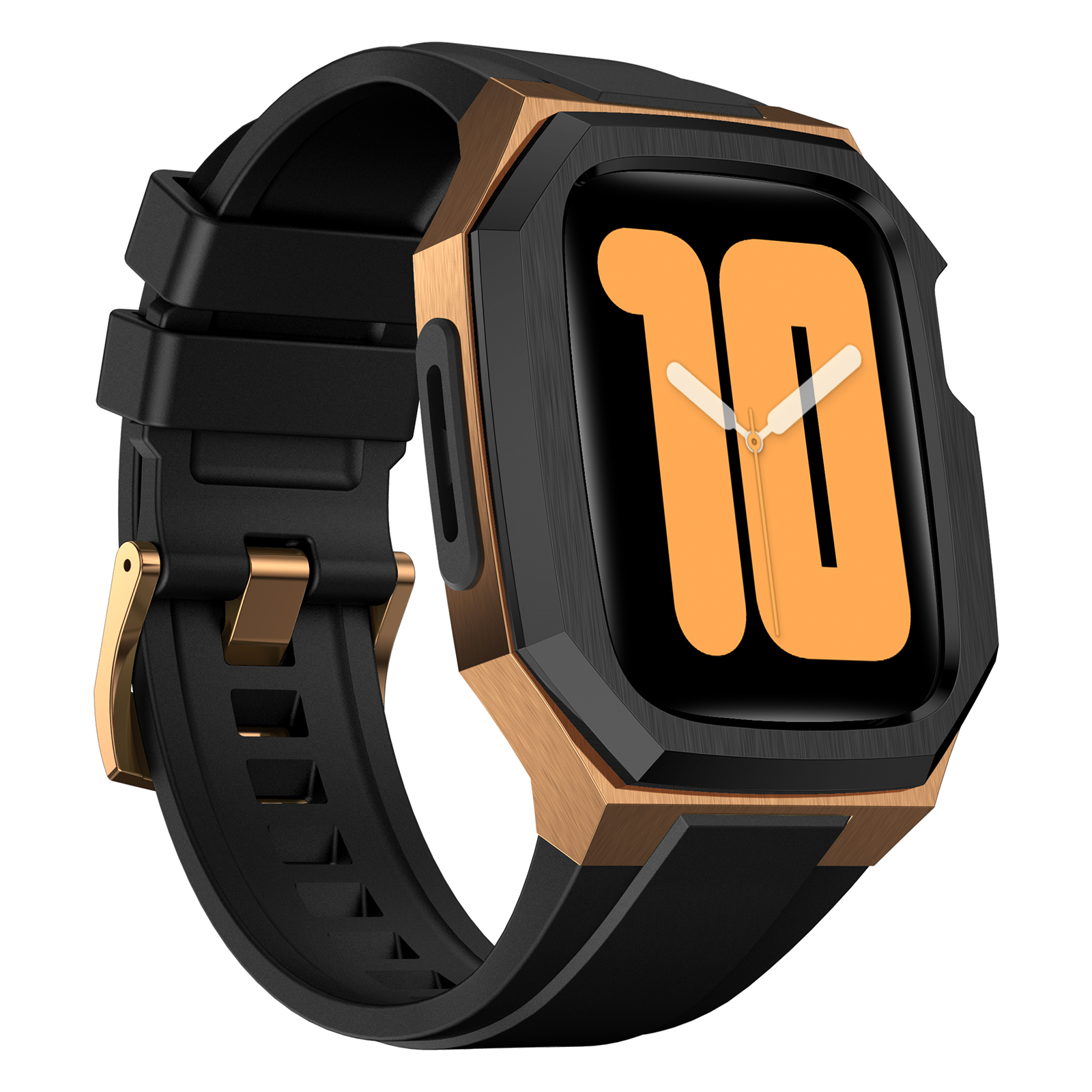 Ốp Case Vỏ Thép Không Gỉ bảo vệ tích hợp dây đeo Fluororubber cho Apple Watch Series 4/5/6/7/8/9/SE1,2 Size 44mm/45mm - Hàng Chính Hãng