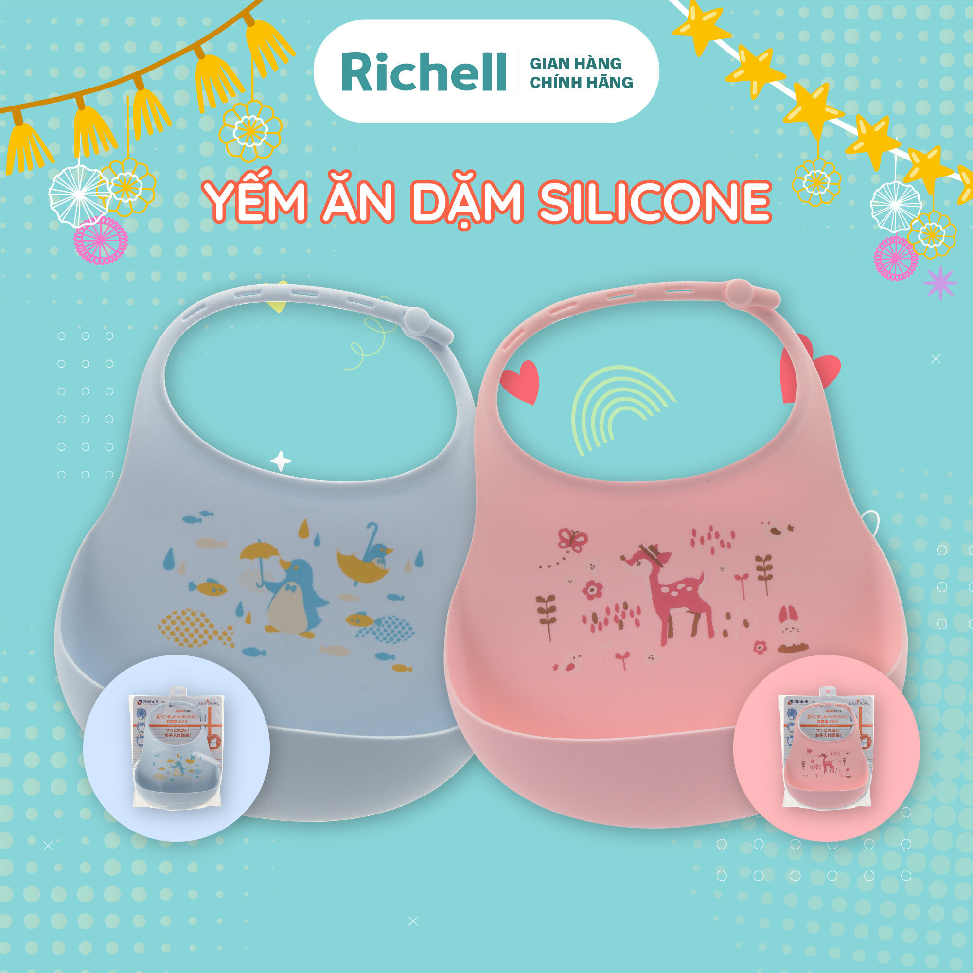 Yếm ăn dặm silicon cho bé Richell Nhật Bản | Baby