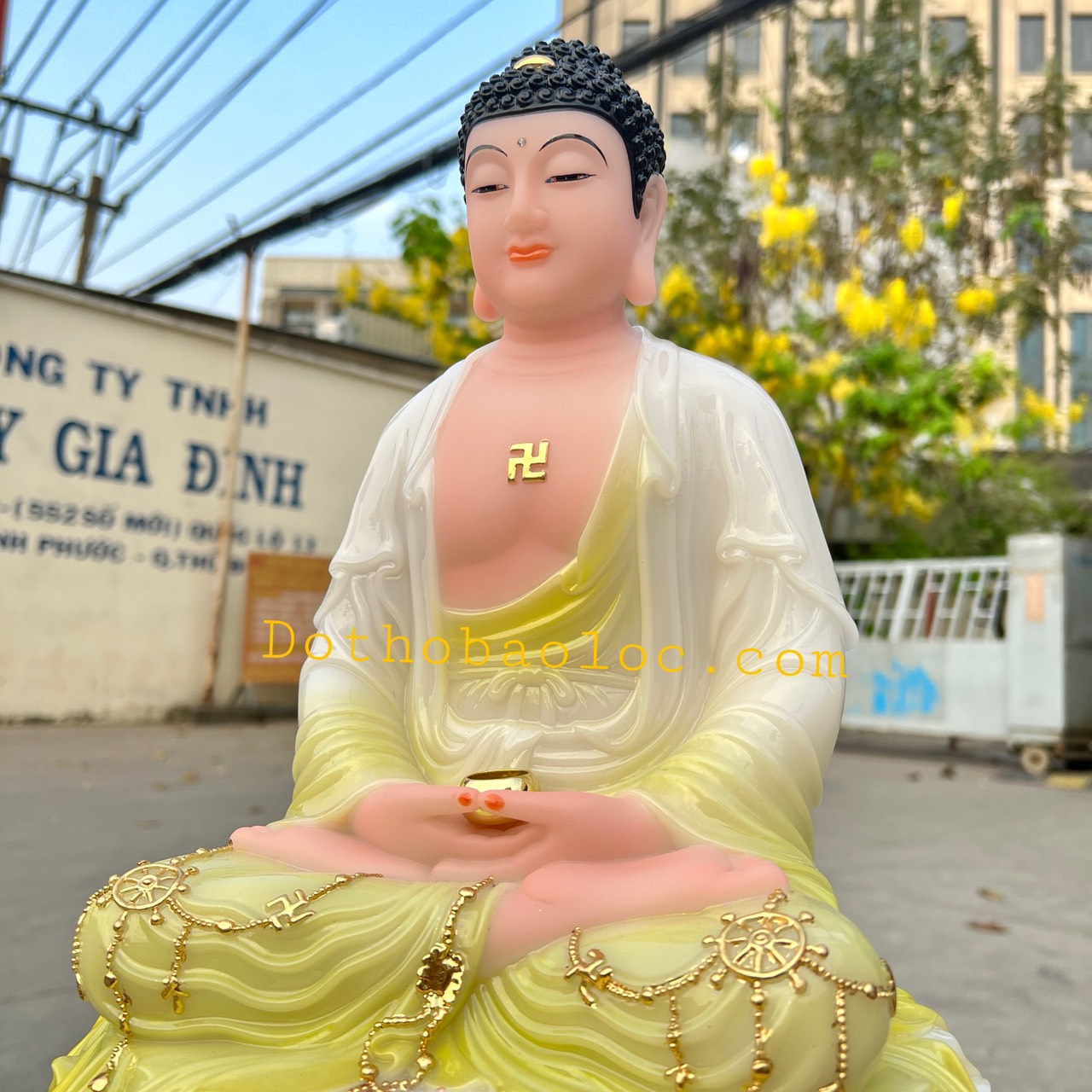 Tượng Phật Bổn Sư Thích Ca Mâu Ni bằng đá nhập khẩu cao cấp  cao 40cm – Màu trắng