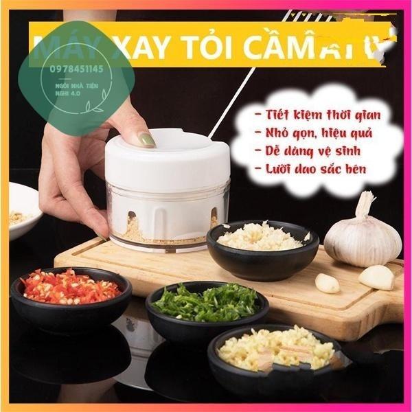 Dụng Cụ Xay Tỏi Ớt Cầm Tay Đa Năng Thế Hệ Mới, Máy Xay Tỏi Kéo Tay Mẫu Mới Gd265 - Hàng Chất Lượng