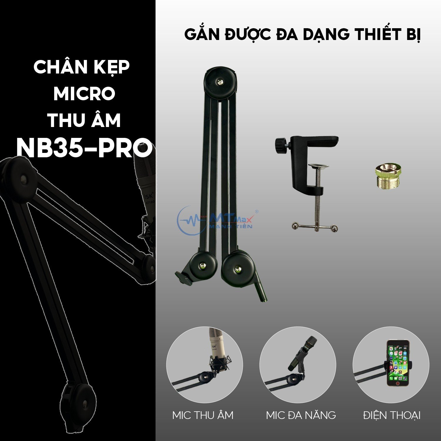 Chân Kẹp Micro Cao Cấp NB 35Pro Chuyên Dành Cho Thiết Bị Micro Thu Âm Chịu Được Trọng Lượng Đến 3Kg Hỗ Trợ LiveStream Chuyên Nghiệp Bền Bỉ Chắc Chắn Dễ Dàng Sử Dụng hàng chính hãng