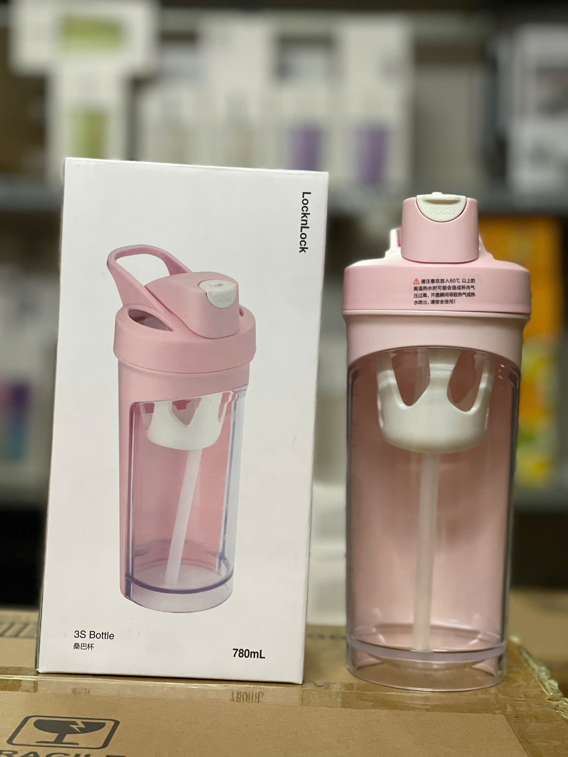 Bình nước nhựa tritan thể thao 780ml LocknLock màu Hồng ABF865PIK, Hàng chính hãng, có quai cầm, ống hút silicone - JoyMall