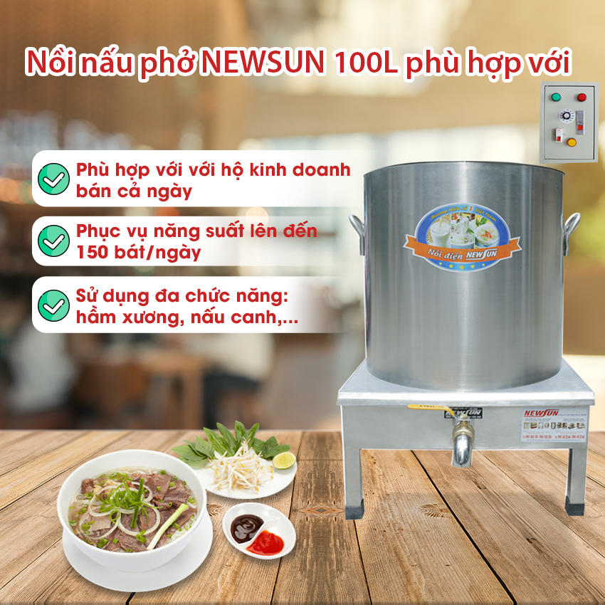 Nồi Nấu Phở Tủ Điện Rời 100L - Hàng Chính Hãng