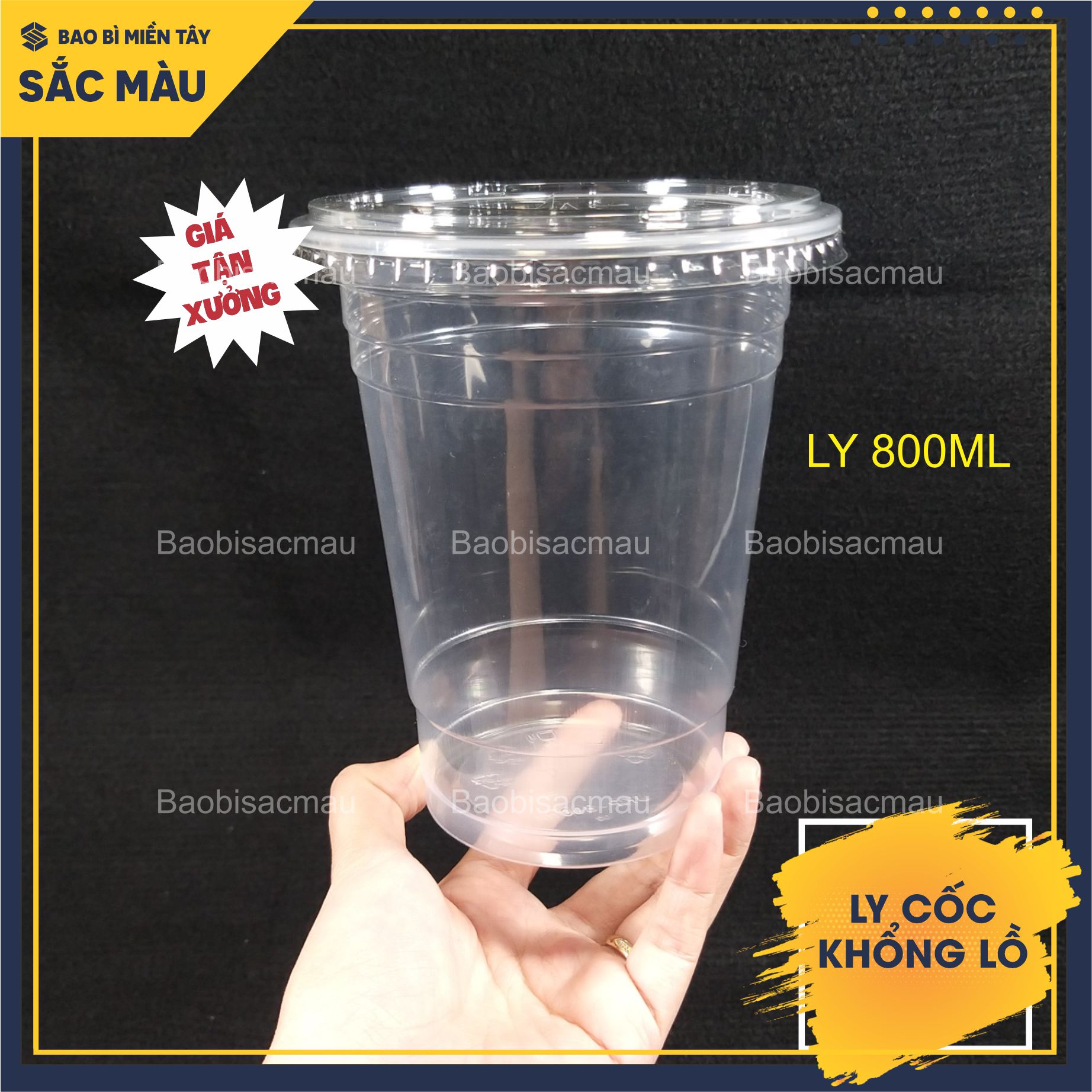 Sỉ 50 cốc nhựa/ ly nhựa PP khổng lồ 800ml, 900ml, 1000ml kèm nắp