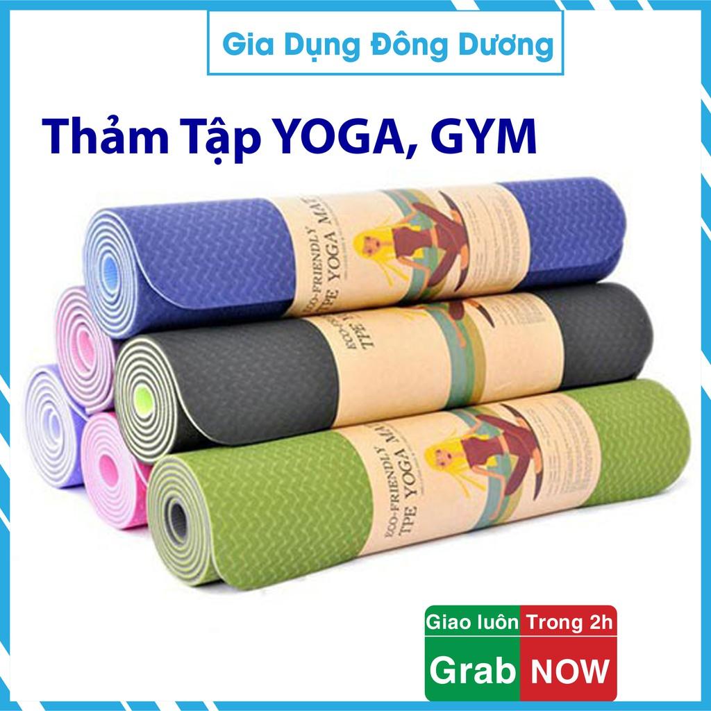 Thảm tập YOGA, GYM 8mm,6mm. Chống trượt tập thể dục tpe 2 lớp không mùi, Bảo hành 12 Tháng