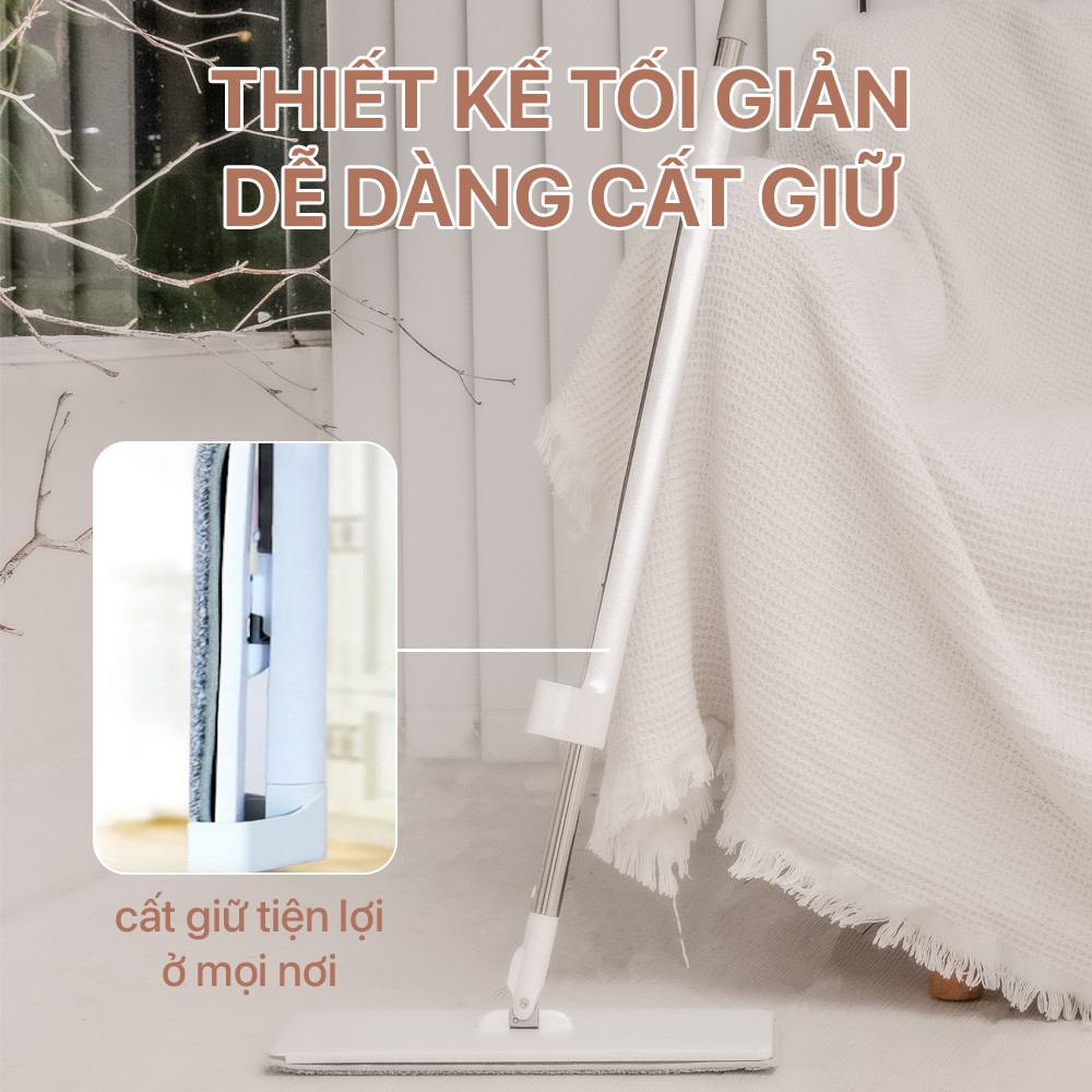 Cây Lau Nhà MyJae Đài Loan Sợi Polyester Kéo Vắt Thông Minh 360 Độ 125cm
