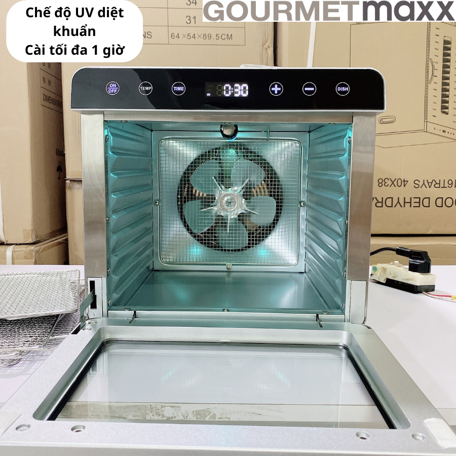 Máy sấy thực phẩm GOURMETMAXX 8 khay - đèn UV diệt khuẩn, thân vỏ 2 lớp - Thương hiệu Đức - Hàng chính hãng