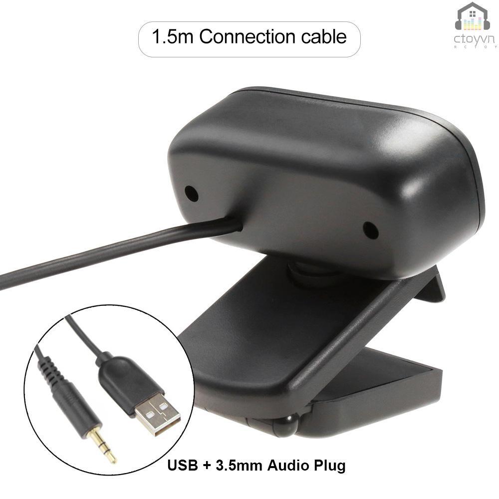 Webcam HD 720P cổng USB kèm micro và giắc cắm 3.5mm hỗ trợ phát sóng trực tuyến