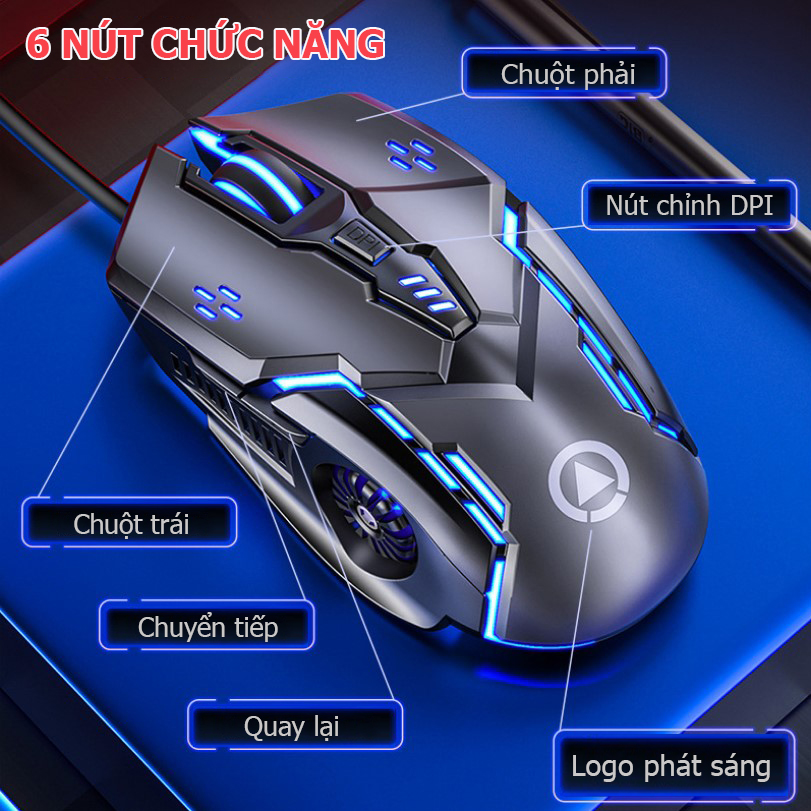 Chuột máy tính có dây G5 ES, chuột gaming DPI 4 cấp độ, hiệu ứng đèn nền 7 màu- Hàng nhập khẩu