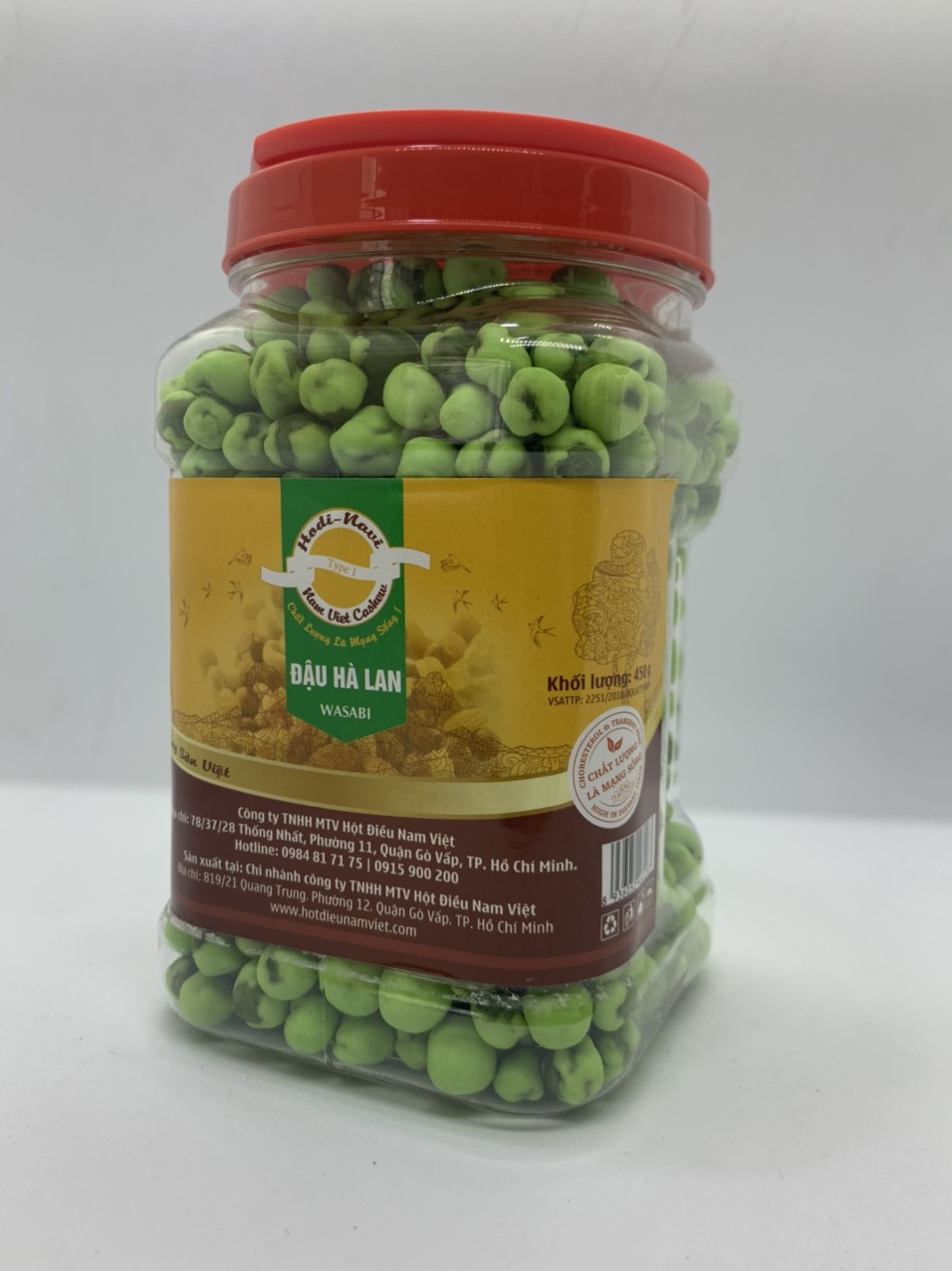 Đậu hà lan wasabi Hodi - Navi hũ quai xách 450g, cay, giòn, ngon miệng