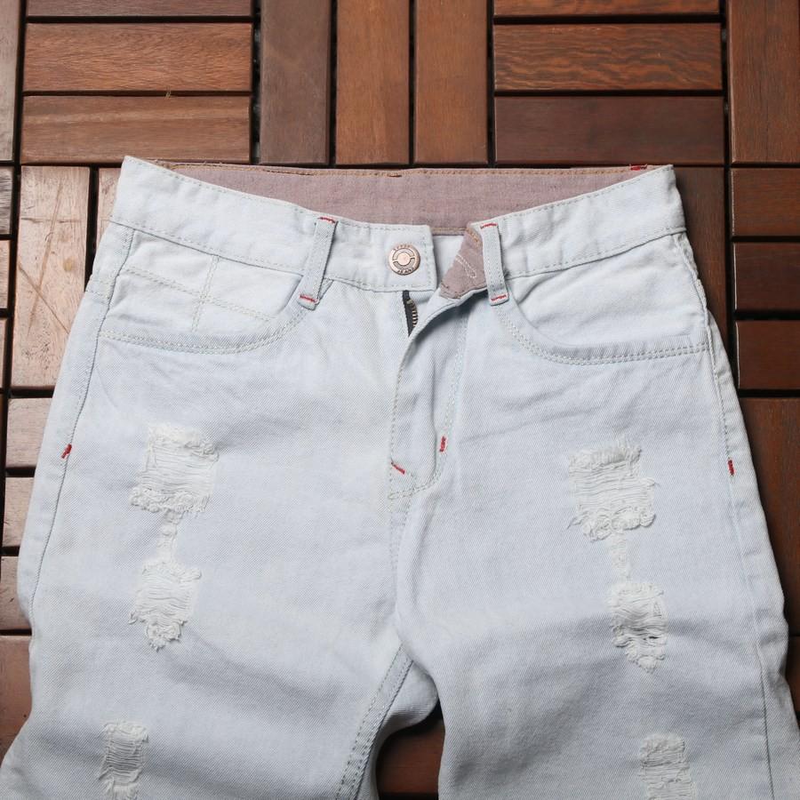 Quần short jean nam xanh bạc rách GN32 Gấu Nâu