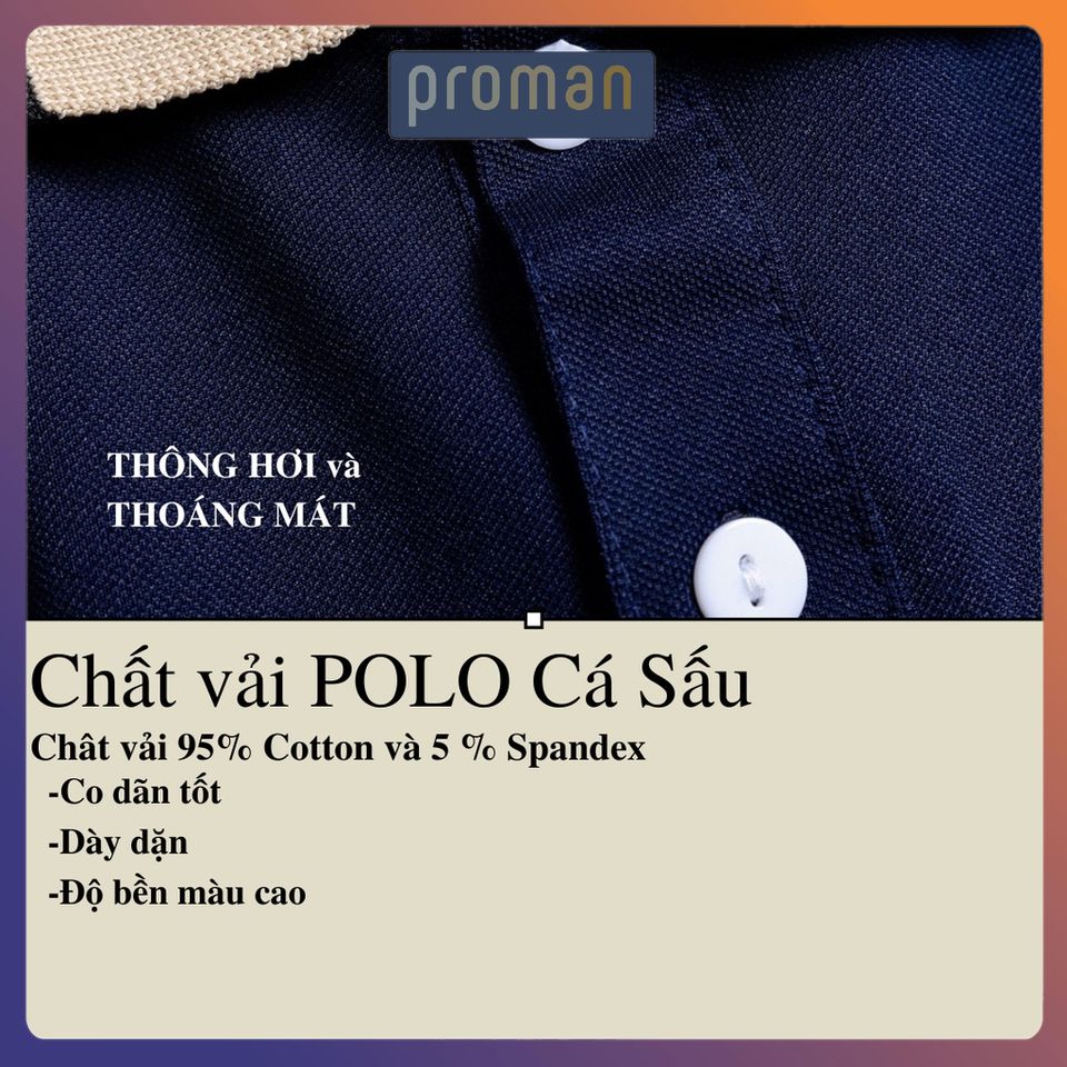 Áo polo nam ngắn tay thêu gấu, Áo thun nam có cổ polo nam chất liệu cá sấu cotton chuẩn xịn loại 1 AT04 - PROMAN