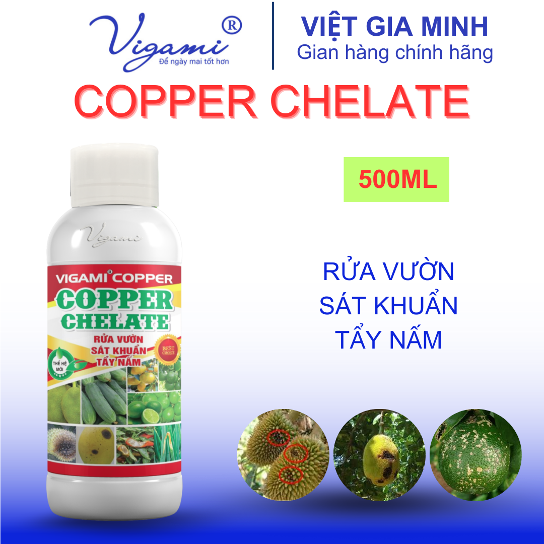 Phân bón VIGAMI COPPER CHELATE 500ML - RỬA VƯỜN, SÁT KHUẨN, TẨY NẤM
