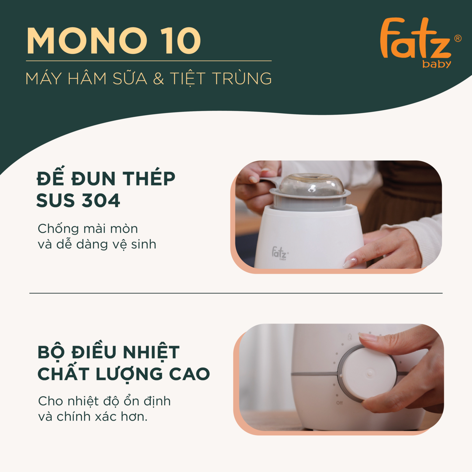 Máy Hâm Sữa Và Tiệt Trùng FatzBaby - Mono 10 - FB3053SJ