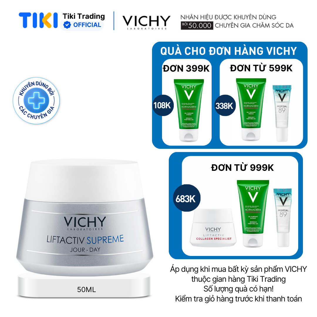 Kem dưỡng ngừa dấu hiệu lão hóa,làm săn da ban ngày Vichy Liftactiv Supreme Day 50ml