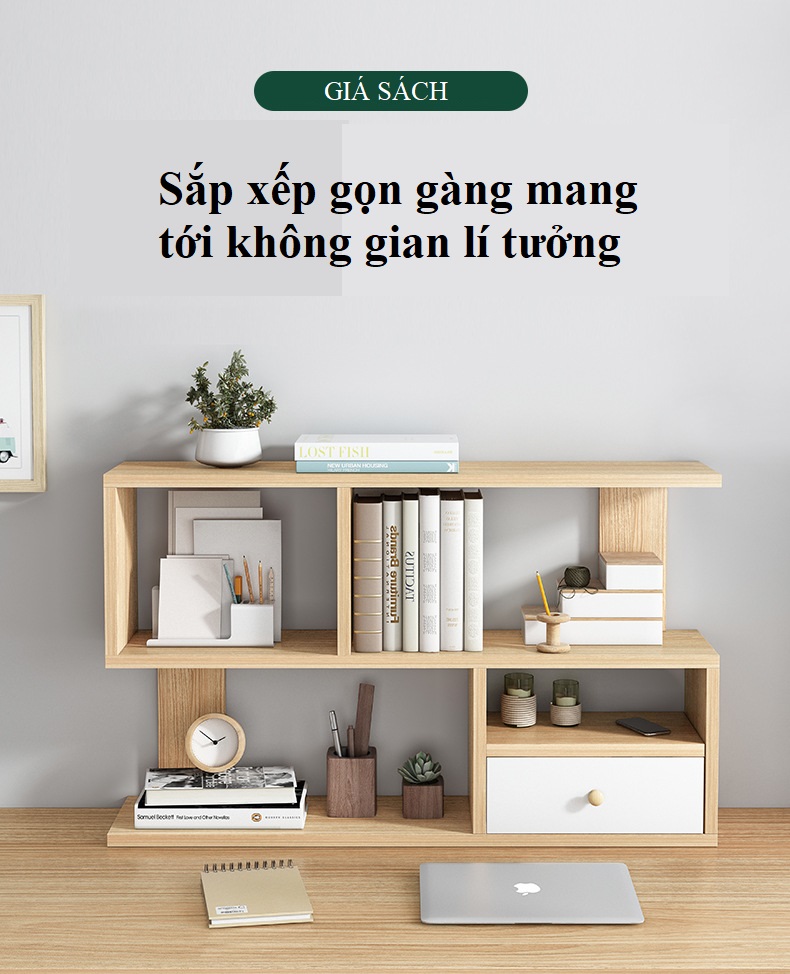 Kệ Sách Để Bàn Làm Việc Bàn Học Cao Cấp FIVO FB20, Dày Dặn, Chắc Chắn, Có Hộc Tủ, Phù Hợp Làm Kệ Trang Trí