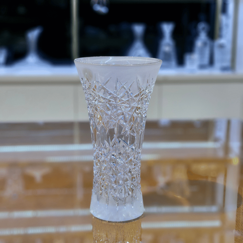 Bình hoa pha lê Tiệp cao cấp BOHEMIA cao 30.5 cm, hoa văn mài và phun cát mờ - Hàng chính hãng