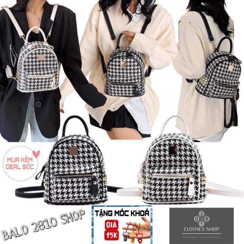 Balo Mini Nữ Thời Trang Du Lịch Đi Học Đi Chơi, Balo Đẹp Ulzzang Caro Phong Cách Hàn Quốc