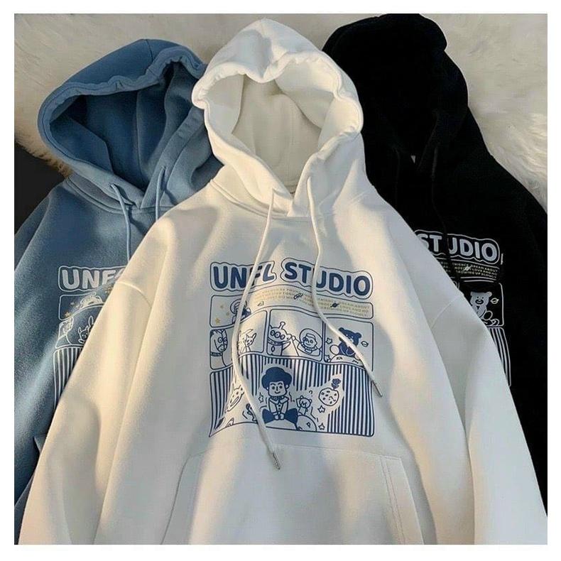 Áo Hoodie Nỉ Bông In Họa Tiết UNFL STUDIO Form Rộng Unisex Nam Nữ Ulzzang NUPAKACHI