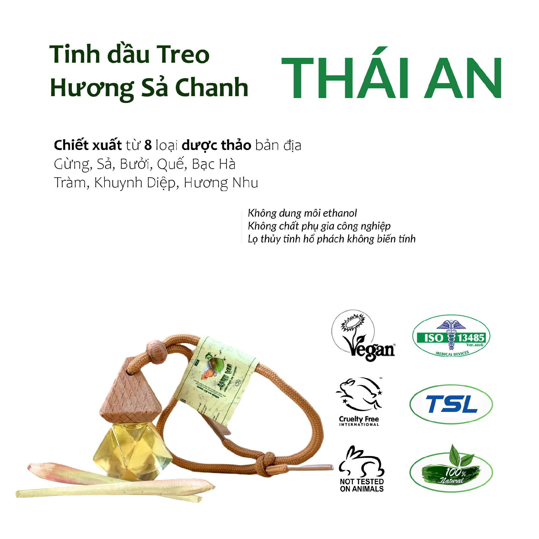 [Nhập mã MAGI15K để được giảm 15.000đ] Tinh dầu treo xe Thái An nhiều mùi hương khác nhau, chất lượng ISO quốc tế 13485:2016