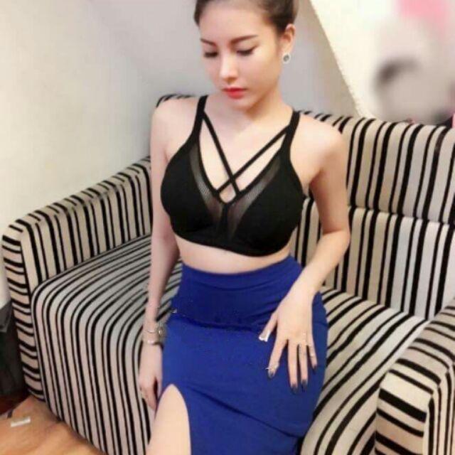 Sét áo croptop phối lưới sexy