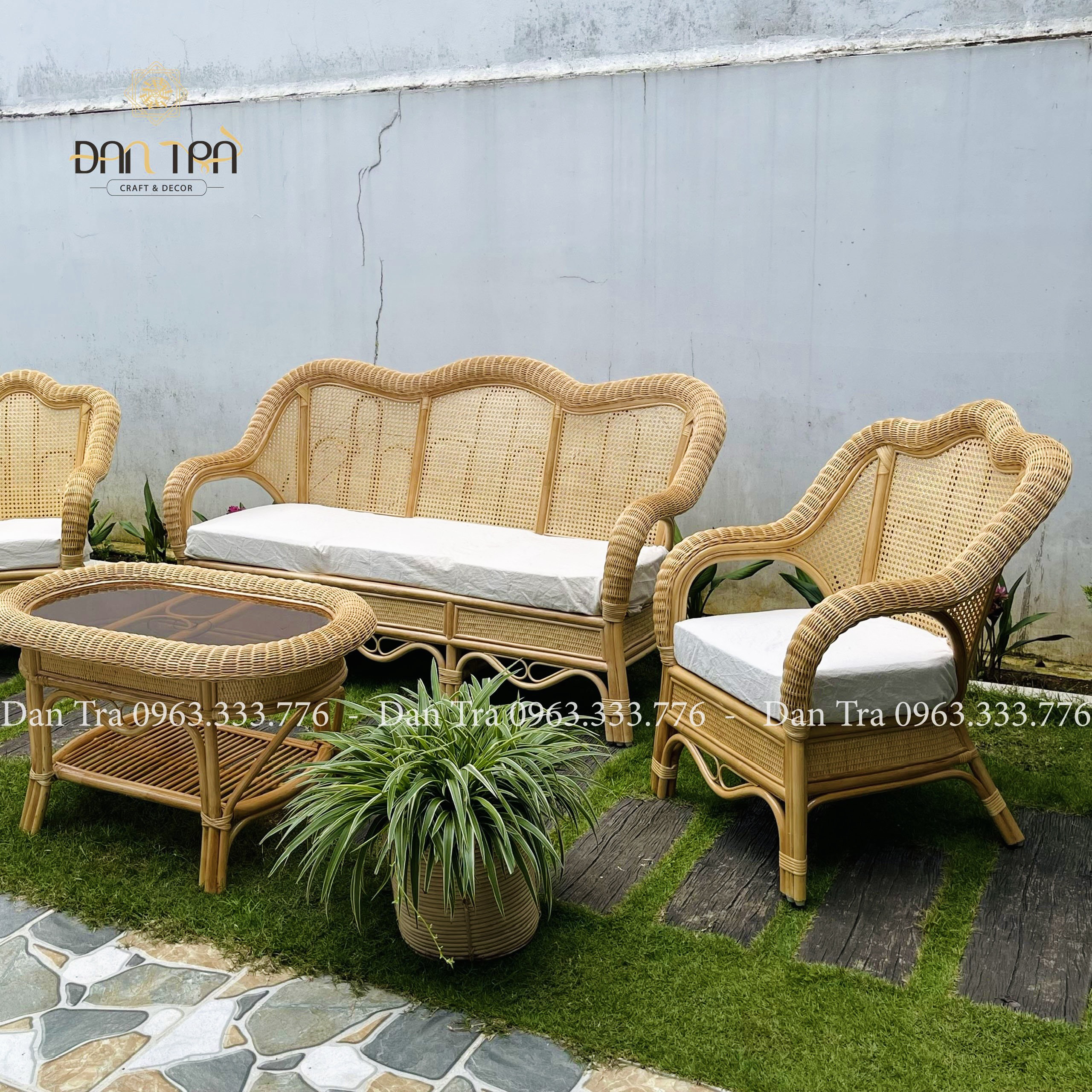 Bộ Bàn Ghế Sofa Mây Phượng Hoàng, Sofa Mây Tự Nhiên Giá Xưởng, Bộ Bàn Ghế Thư Giãn Phòng Khách- Bàn Ghế Mây Tre ĐAN TRÀ