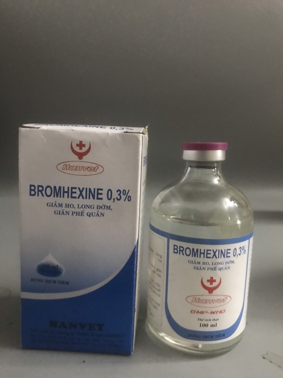 Thuốc thú y, Bromhexine 0,3% Brom 100ml - Hanvet dùng cho chó, mèo, gia súc, gia cầm