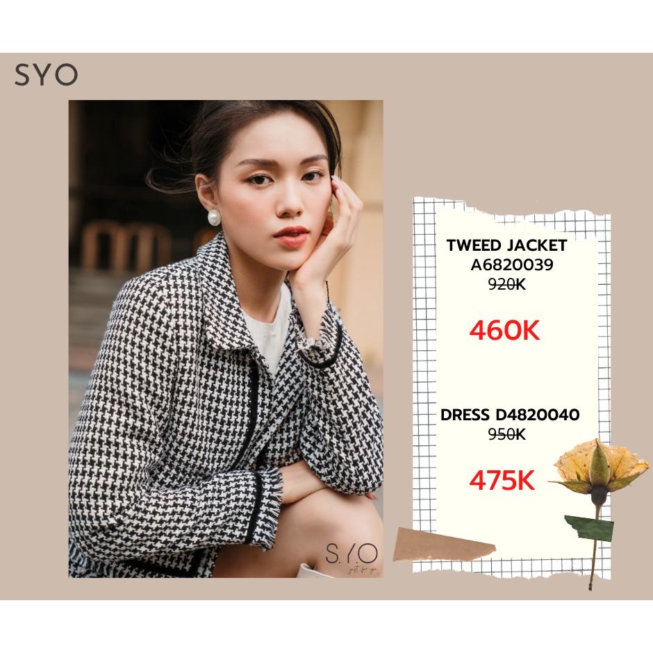 Áo khoác tweed cổ sen kẻ đen SYO A6820039