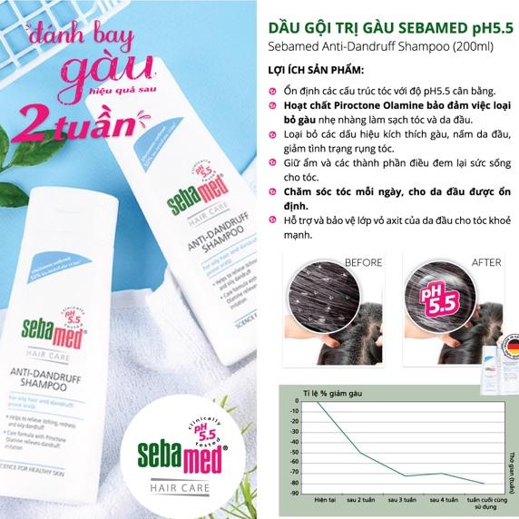 Dầu gội giúp giảm gàu Sebamed Hair Care Anti-Dandruff Shampoo pH5.5 200ml